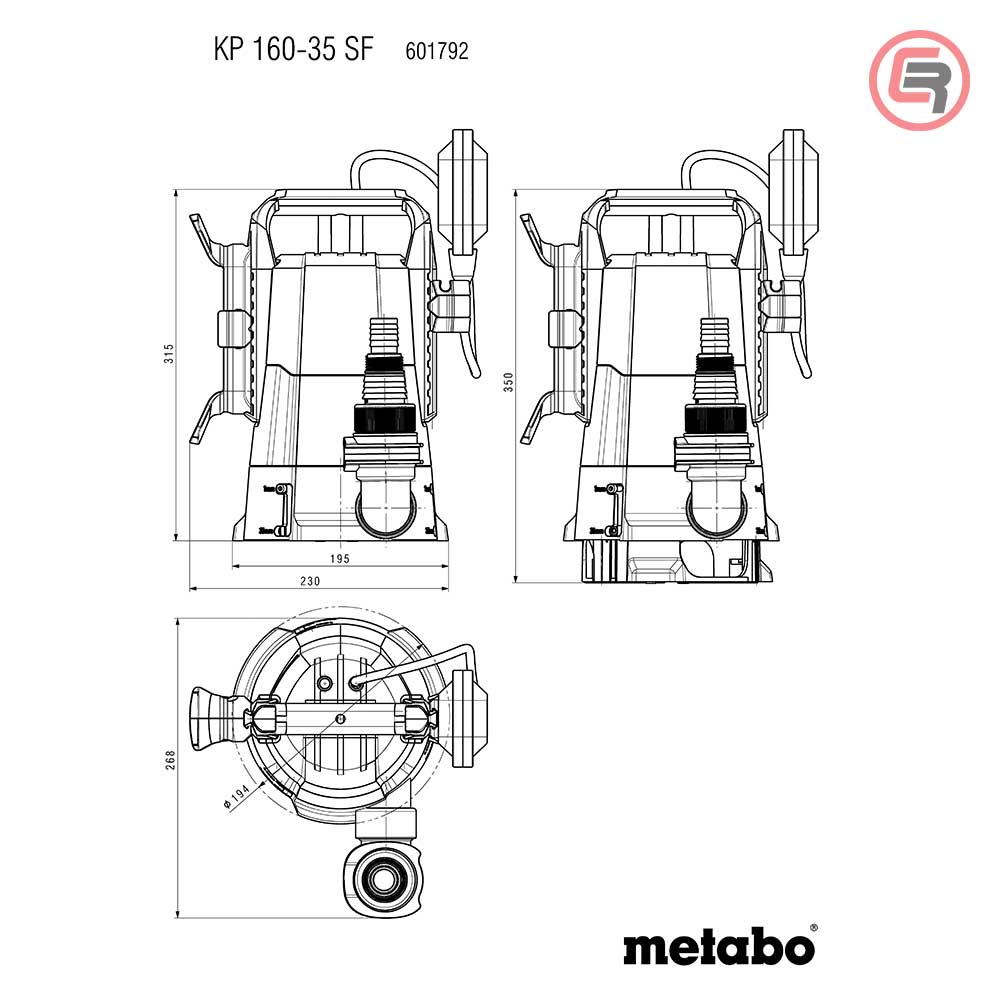 Metabo Pumpa Za Otpadnu i Čistu Vodu Potopna KP 160-35 SF Combi / 500 W – 601792000 - Slika 11
