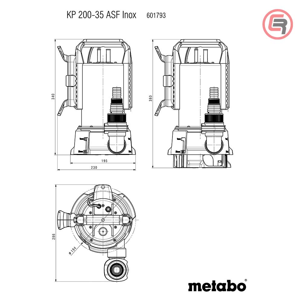 Metabo Pumpa Za Otpadnu i Čistu Vodu Potopna KP 200-35 ASF Combi / 620 W – 601793000 - Slika 15