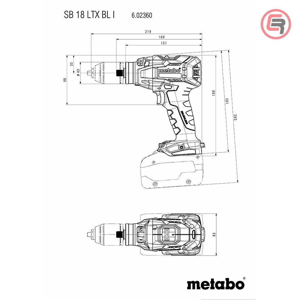 Metabo Bušilica-Odvijač Aku Udarna SB 18 LTX BL I / 18 V (bez baterije i punjača) + metaBOX 145 L – 602360840 - Slika 8