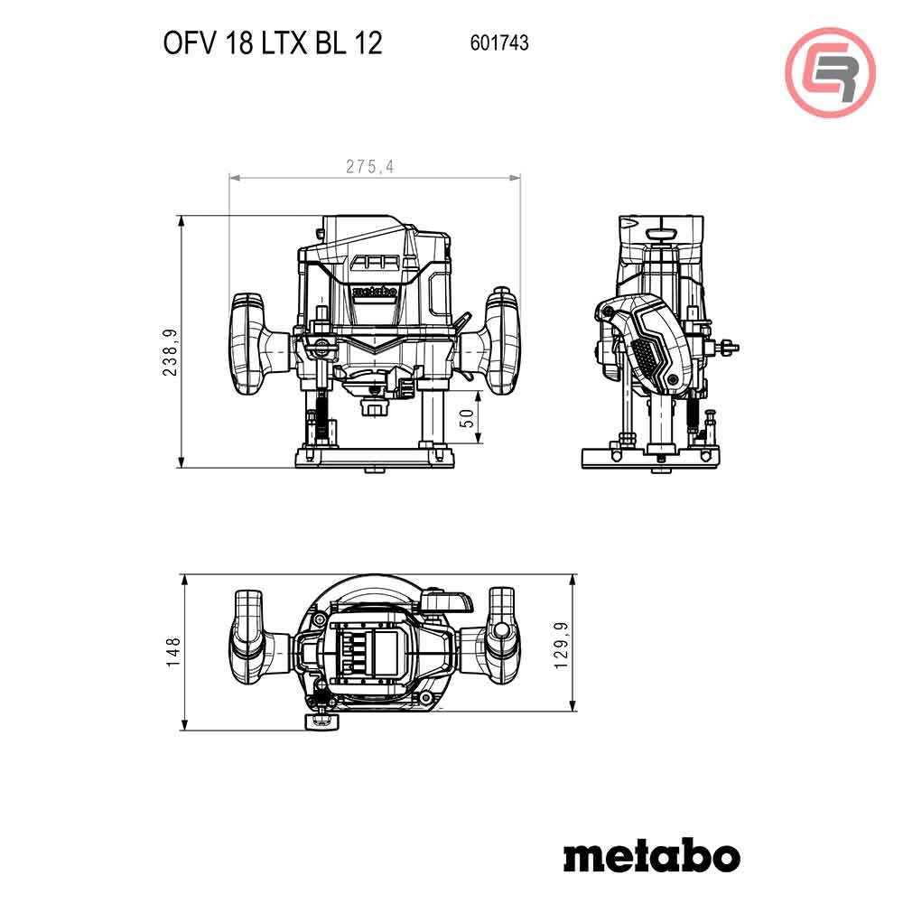 Metabo Glodalica Aku OFV 18 LTX BL 12 / 18 V (bez baterije i punjača) + metaBOX 340 – 601743840 - Slika 6