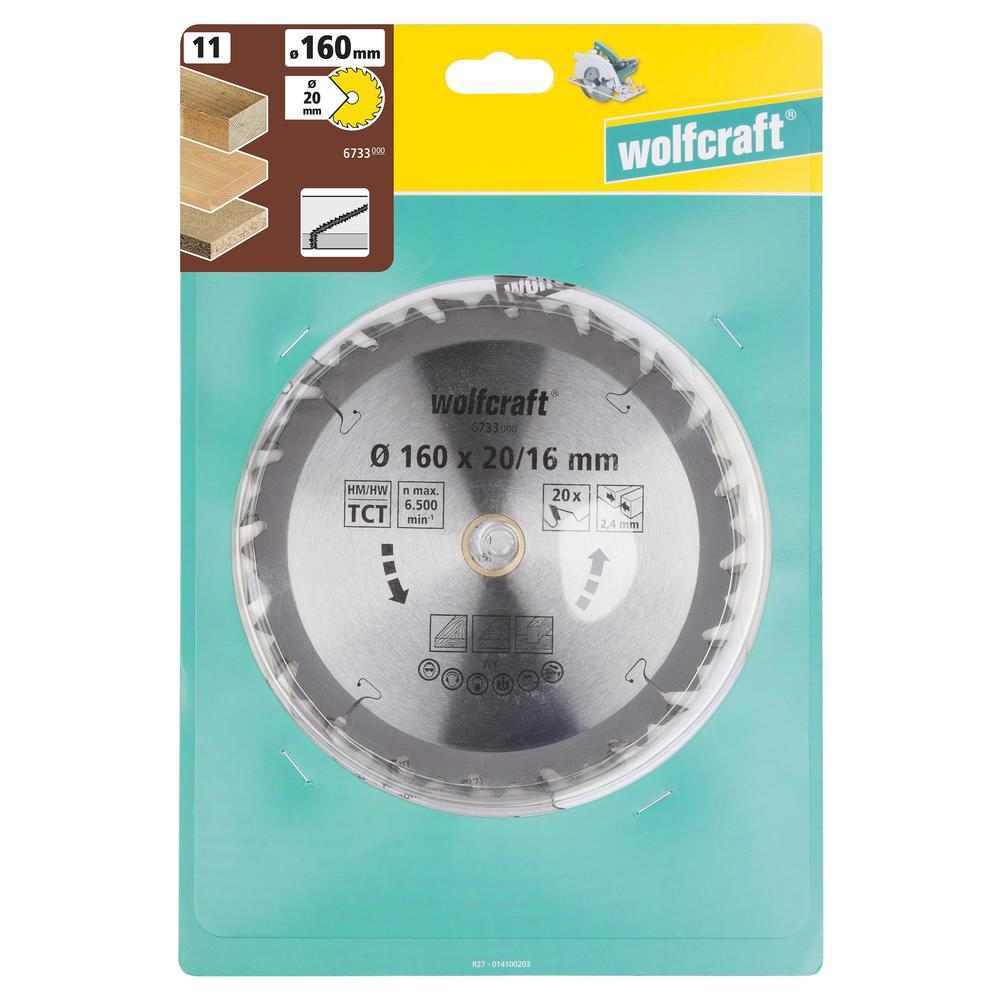 Wolfcraft List Kružne Pile 160 x 2,4 x 20 mm / Z=20 TCT (brzi, grubi rezovi) Za Ručne Kružne Pile – 6733000 - Slika 6