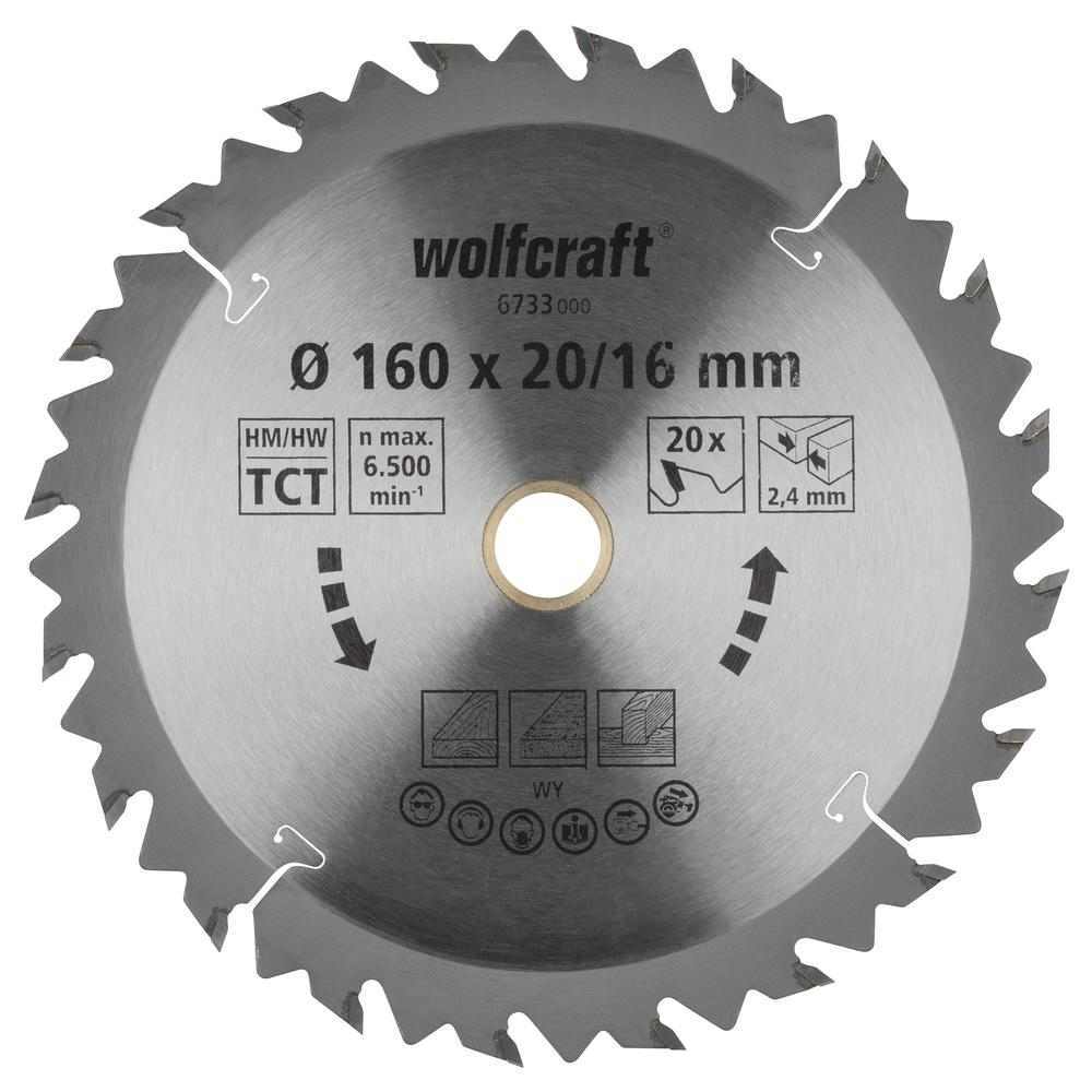 Wolfcraft List Kružne Pile 160 x 2,4 x 20 mm / Z=20 TCT (brzi, grubi rezovi) Za Ručne Kružne Pile – 6733000
