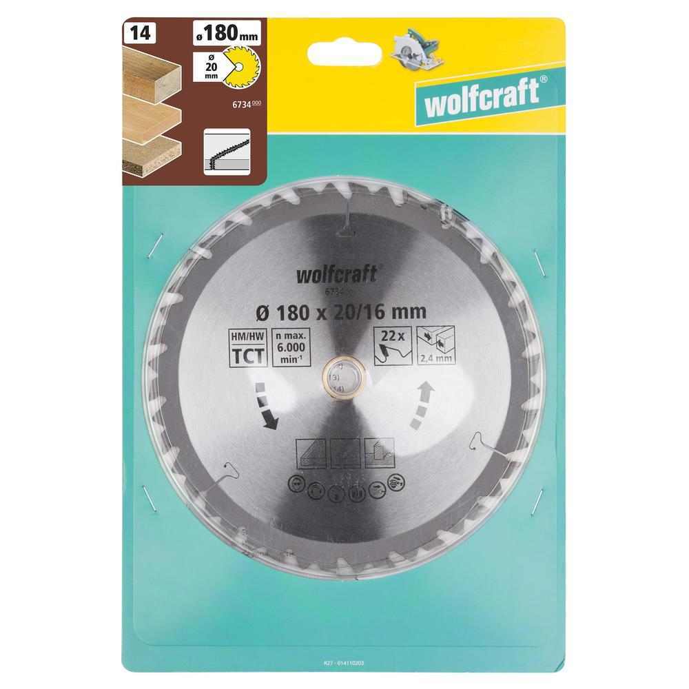 Wolfcraft List Kružne Pile 180 x 2,4 x 20 / 16 mm / Z=22 TCT (brzi, grubi rezovi) Za Ručne Kružne Pile – 6734000 - Slika 6