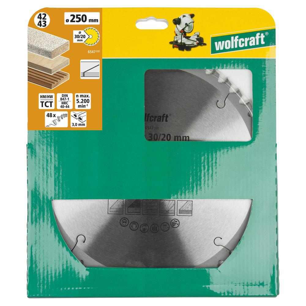 Wolfcraft List Kružne Pile 250 x 3,0 x 30 / 20 mm / Z=48 TCT (fini, čisti rezovi) Za Preklopne Pile – 6547000 - Slika 6