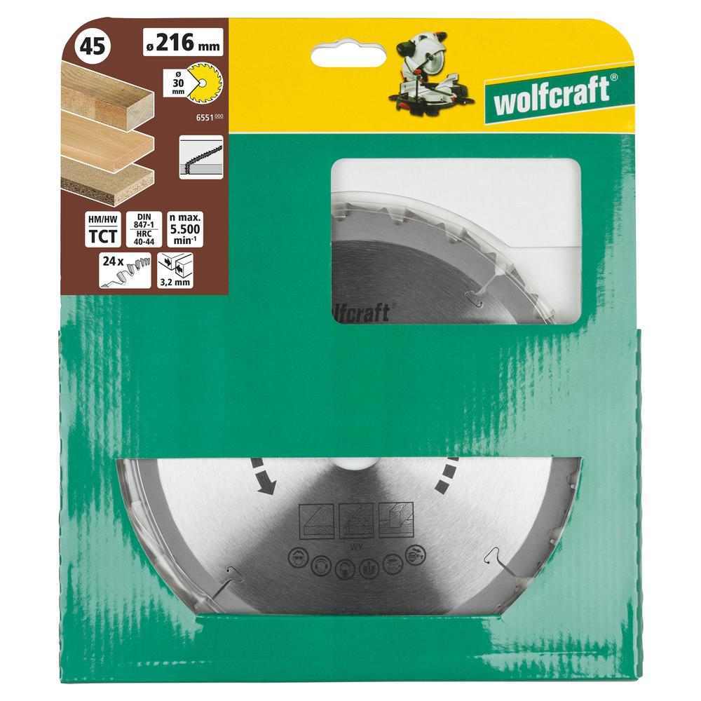 Wolfcraft List Kružne Pile 216 x 3,2 x 30 mm / Z=24 TCT (brzi, grubi rezovi) Za Preklopne Pile – 6551000 - Slika 6