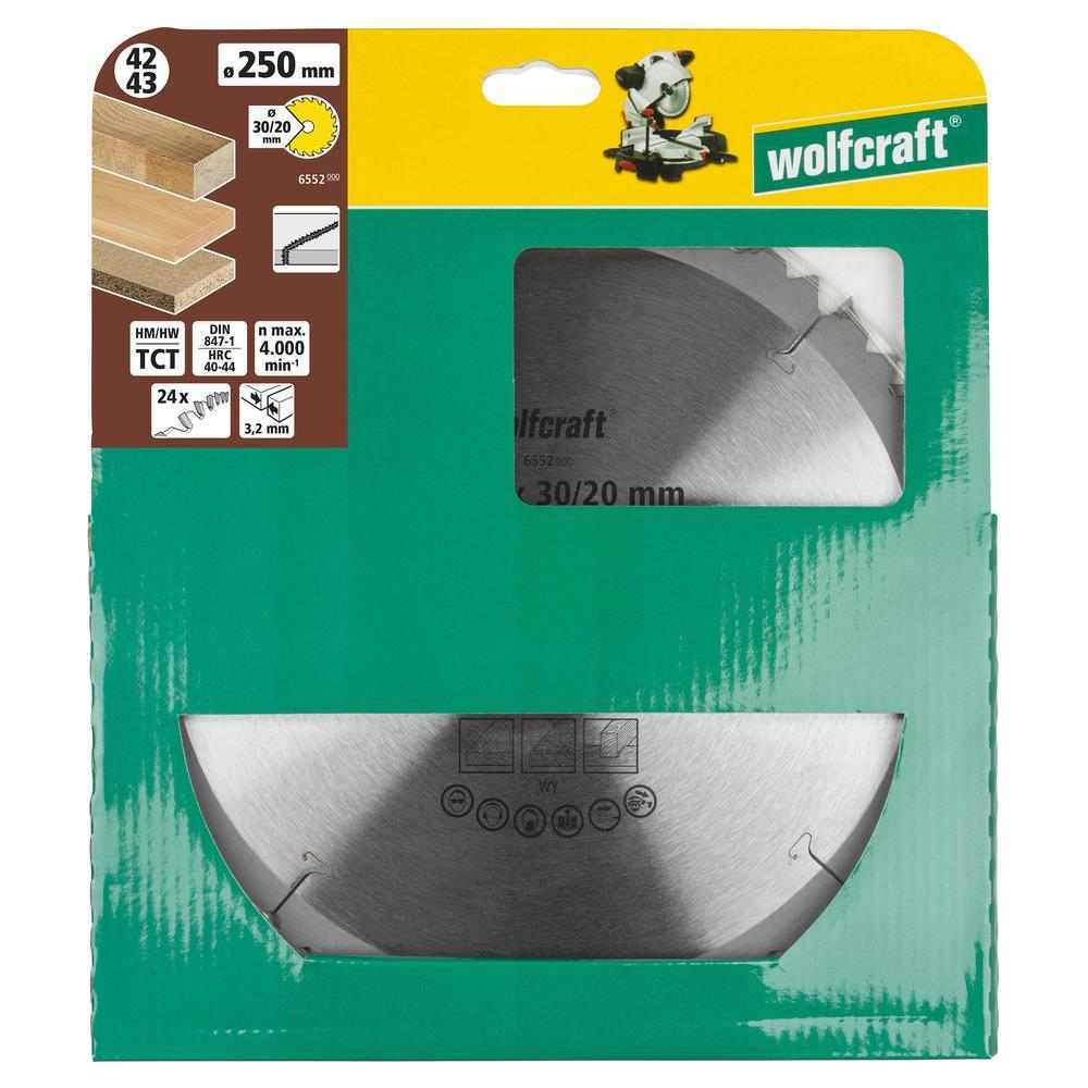 Wolfcraft List Kružne Pile 250 x 3,2 x 30 / 20 mm / Z=24 TCT (brzi, grubi rezovi) Za Preklopne Pile – 6552000 - Slika 6