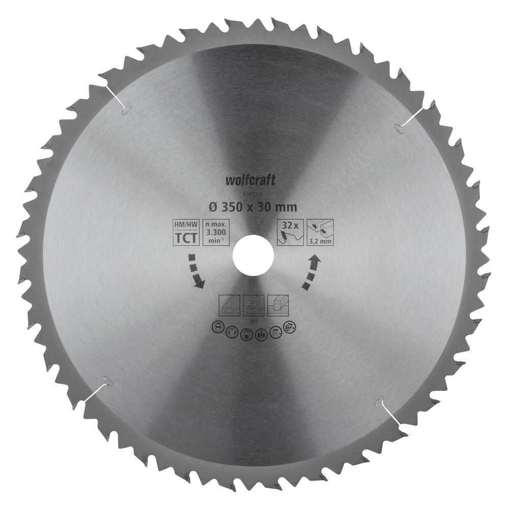 Wolfcraft List Kružne Pile 350 x 3,2 x 30 mm / Z=32 TCT (brzi, grubi rezovi) Za Stolne Kružne Pile – 6593000
