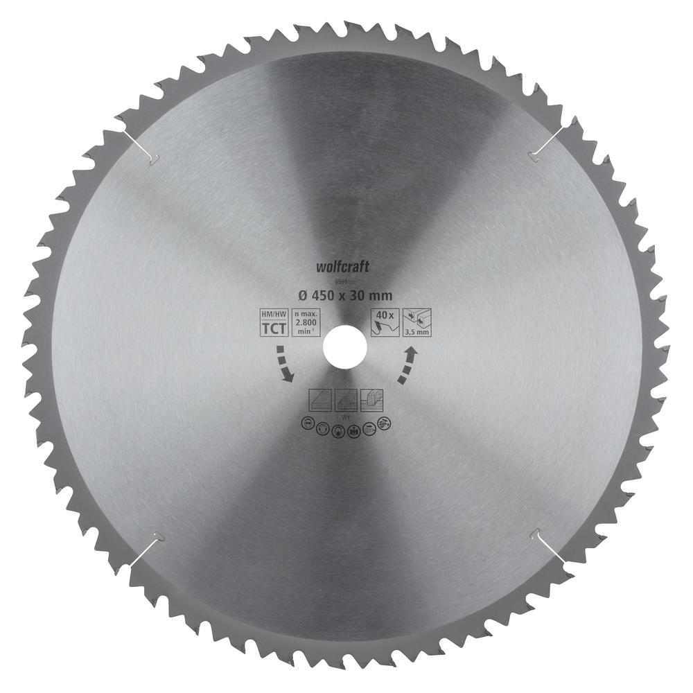 Wolfcraft List Kružne Pile 450 x 3,5 x 30 mm / Z=40 TCT (brzi, grubi rezovi) Za Stolne Kružne Pile – 6595000