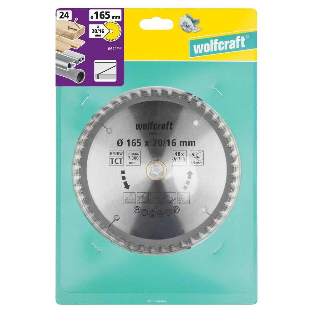 Wolfcraft List Kružne Pile 165 x 2,5 x 20 / 16 mm / Z=48 TCT (čisti rezovi) Za Ručne Kružne Pile – 6621000 - Slika 7