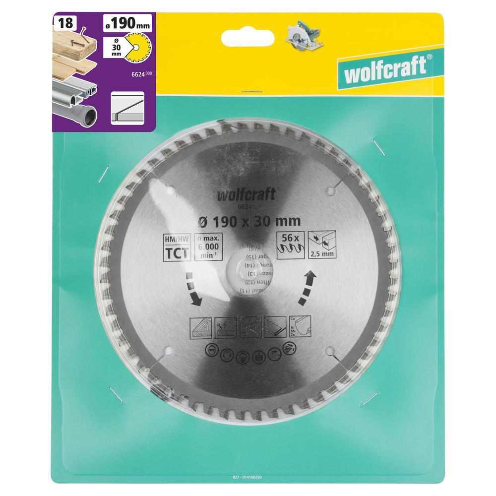 Wolfcraft List Kružne Pile 190 x 2,5 x 30 mm / Z=56 TCT (čisti rezovi) Za Ručne Kružne Pile – 6624000 - Slika 7