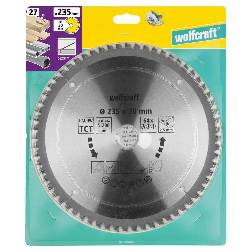 Wolfcraft List Kružne Pile 235 x 2,5 x 30 mm / Z=64 TCT (čisti rezovi) Za Ručne Kružne Pile – 6625000 - Slika 7
