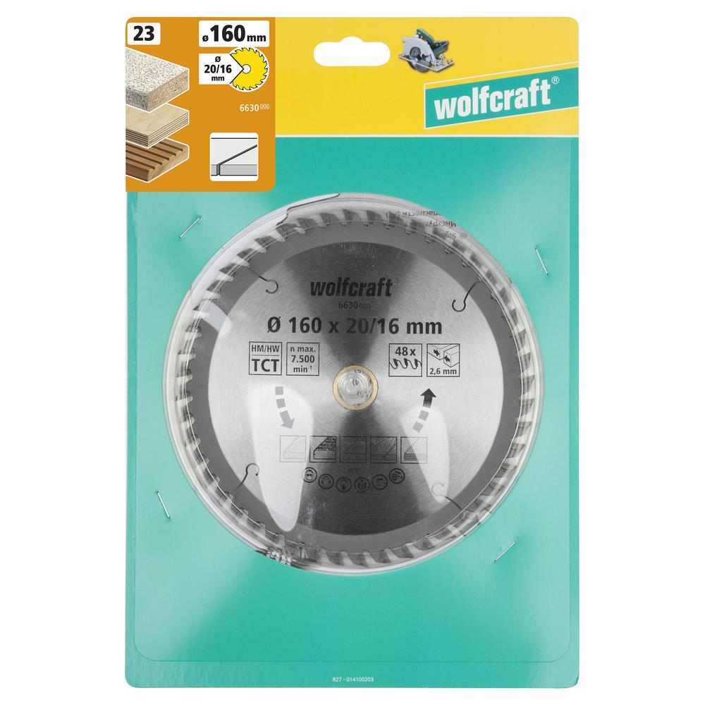 Wolfcraft List Kružne Pile 160 x 2,6 x 20 / 16 mm / Z=48 TCT (fini, čisti rezovi) Za Ručne Kružne Pile – 6630000 - Slika 6