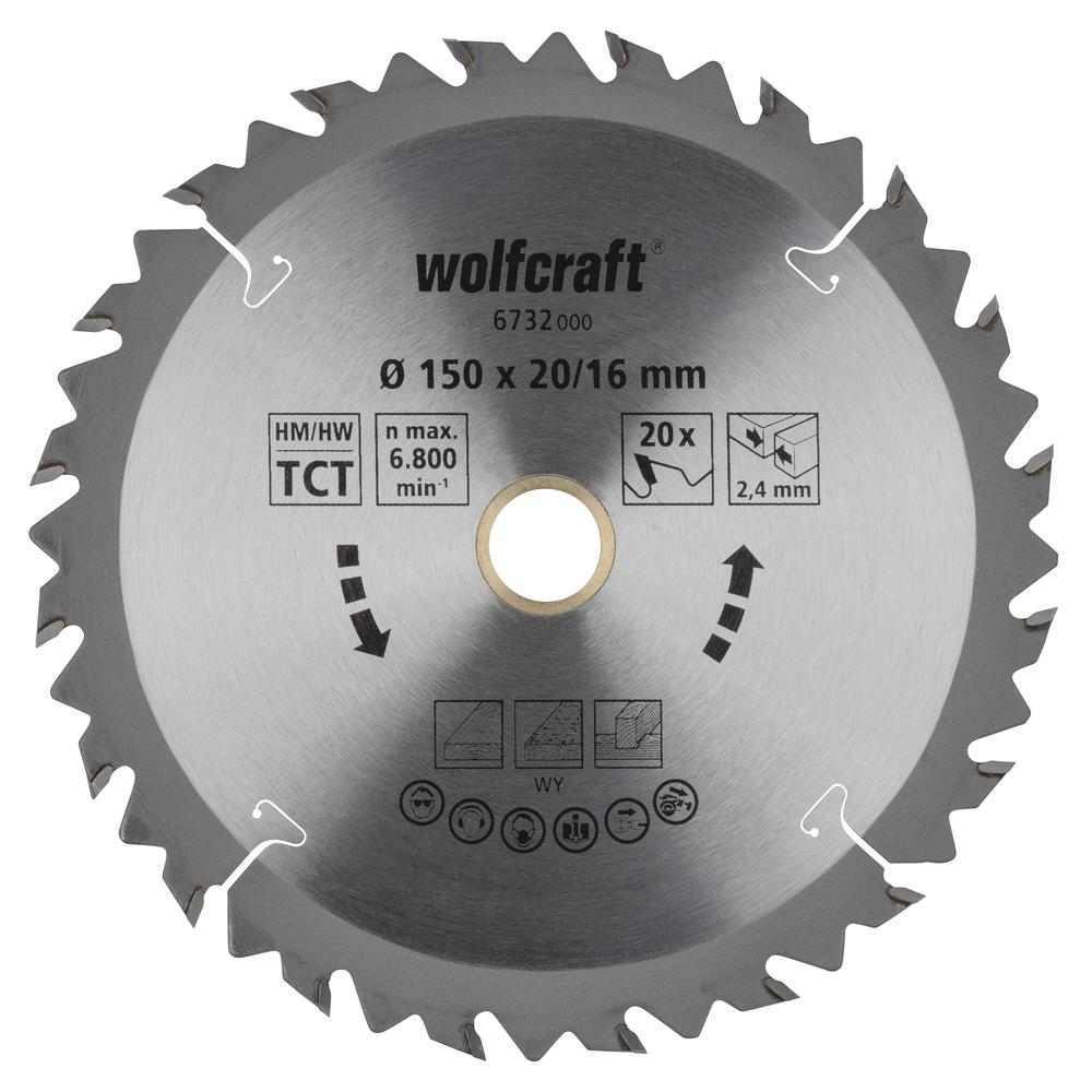 Wolfcraft List Kružne Pile 150 x 2,4 x 20 mm / Z=20 TCT (brzi, grubi rezovi) Za Ručne Kružne Pile – 6732000