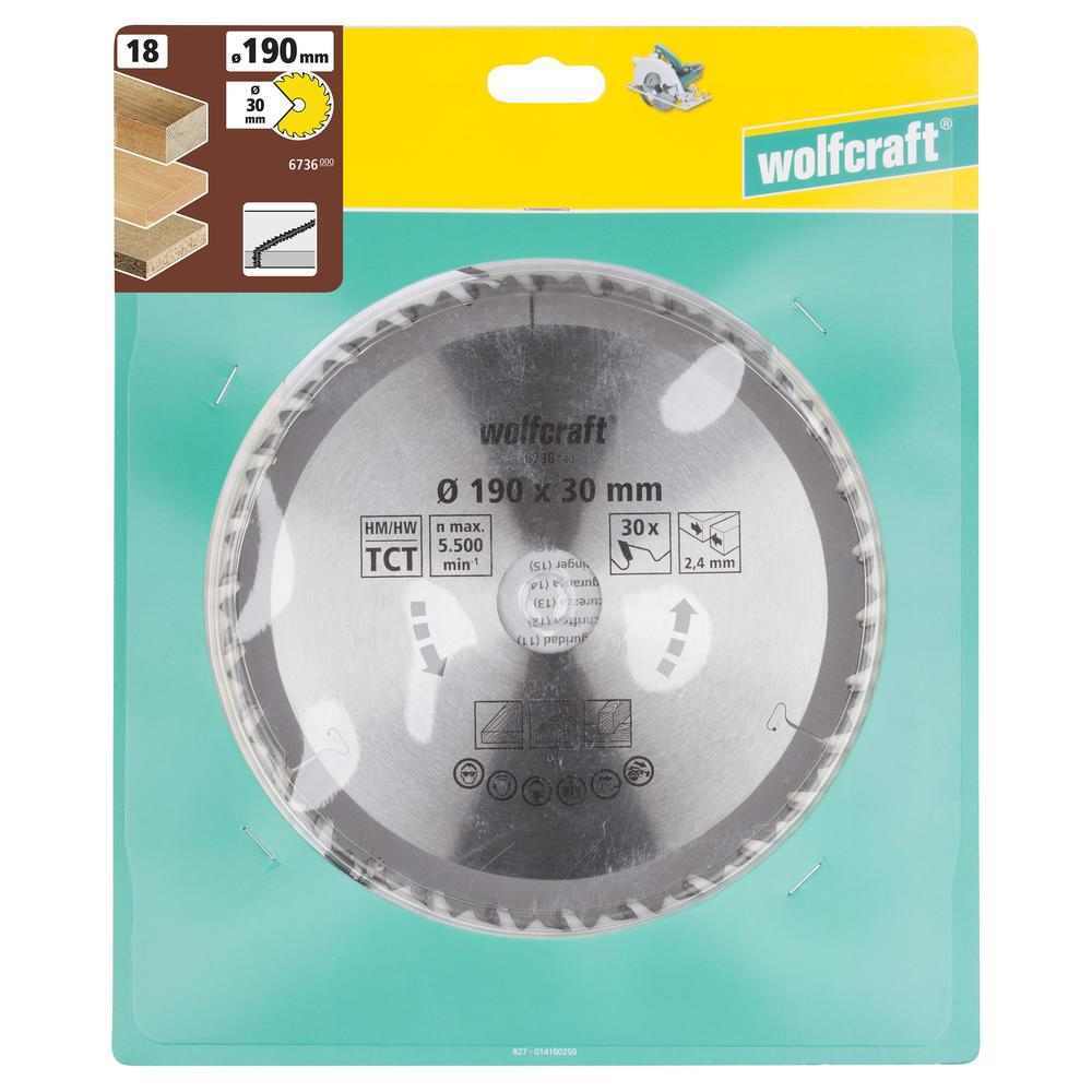 Wolfcraft List Kružne Pile 190 x 2,4 x 30 mm / Z=30 TCT (brzi, grubi rezovi) Za Ručne Kružne Pile – 6736000 - Slika 6