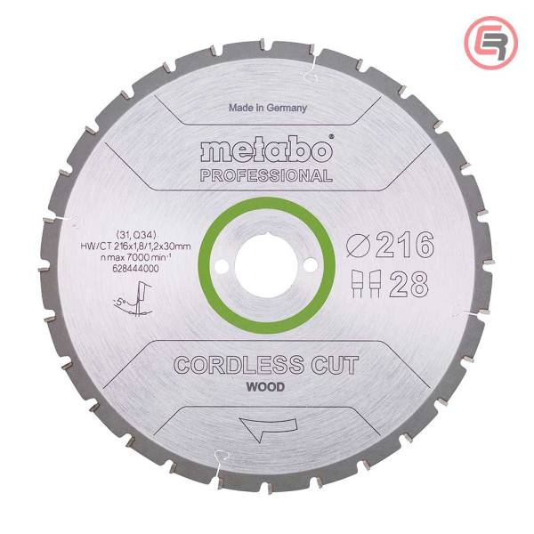 Metabo List Kružne Pile 216 × 1,8 / 1,2 × 30 / Z=28 WZ 5°NEG Cordless Cut Wood Professional – 628444000
