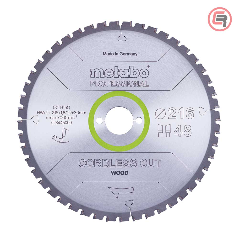 Metabo List Kružne Pile 216 × 1,8 / 1,2 × 30 / Z=48 WZ 5°NEG Cordless Cut Wood Professional – 628445000