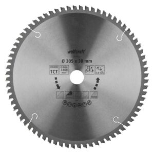 Wolfcraft List Kružne Pile 305 x 3,0 x 30 mm / Z=72 TCT (fini, čisti rezovi) Za Preklopne Pile – 6549000