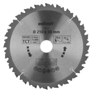 Wolfcraft List Kružne Pile 210 x 3,2 x 30 mm / Z=24 TCT (brzi, grubi rezovi) Za Preklopne Pile – 6550000