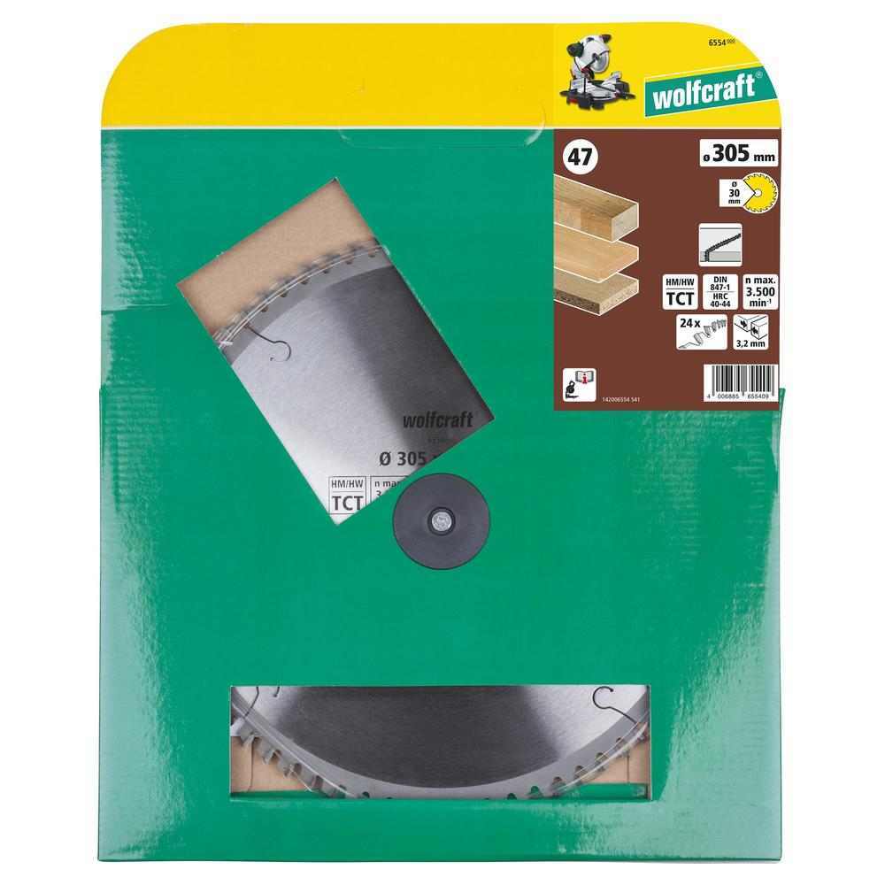 Wolfcraft List Kružne Pile 305 x 3,2 x 30 mm / Z=24 TCT (brzi, grubi rezovi) Za Preklopne Pile – 6554000 - Slika 6