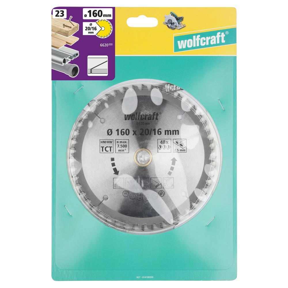 Wolfcraft List Kružne Pile 160 x 2,5 x 20 / 16 mm / Z=48 TCT (čisti rezovi) Za Ručne Kružne Pile – 6620000 - Slika 7