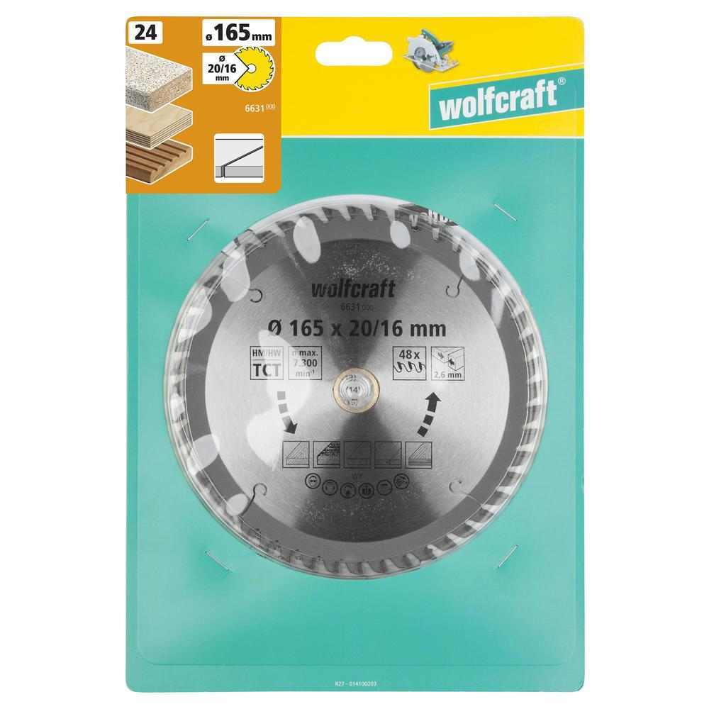 Wolfcraft List Kružne Pile 165 x 2,6 x 20 / 16 mm / Z=48 TCT (fini, čisti rezovi) Za Ručne Kružne Pile – 6631000 - Slika 6