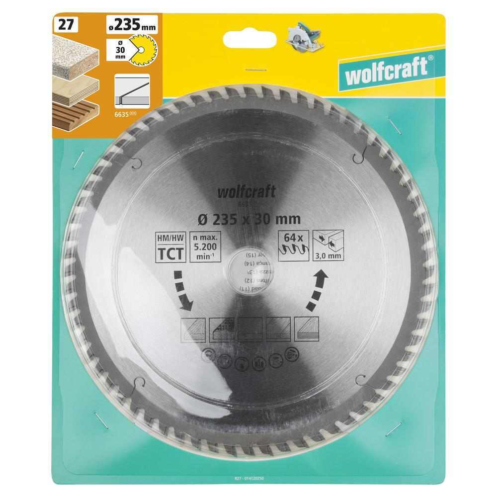 Wolfcraft List Kružne Pile 235 x 3,0 x 30 mm / Z=64 TCT (fini, čisti rezovi) Za Ručne Kružne Pile – 6635000 - Slika 6