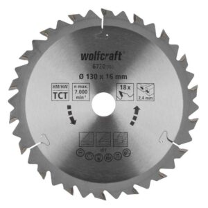 Wolfcraft List Kružne Pile 130 x 2,4 x 16 mm / Z=18 TCT (brzi, grubi rezovi) Za Ručne Kružne Pile – 6730000