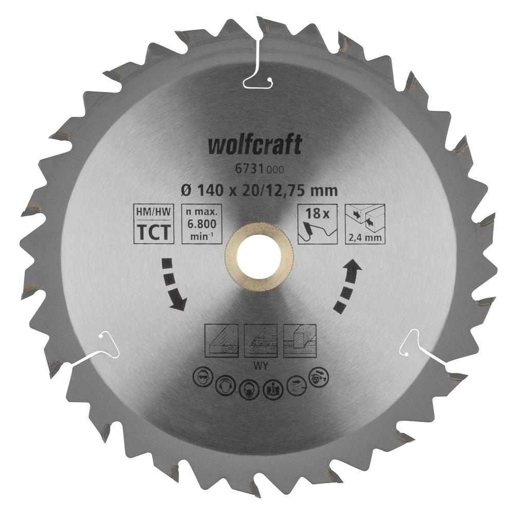 Wolfcraft List Kružne Pile 140 x 2,4 x 12,75 mm / Z=18 TCT (brzi, grubi rezovi) Za Ručne Kružne Pile – 6731000
