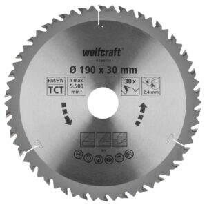 Wolfcraft List Kružne Pile 190 x 2,4 x 30 mm / Z=30 TCT (brzi, grubi rezovi) Za Ručne Kružne Pile – 6736000