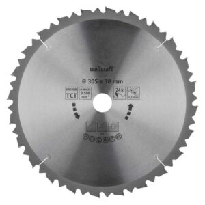 Wolfcraft List Kružne Pile 305 x 3,2 x 30 mm / Z=24 TCT (brzi, grubi rezovi) Za Preklopne Pile – 6554000