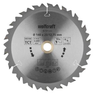 Wolfcraft List Kružne Pile 140 x 2,4 x 12,75 mm / Z=18 TCT (brzi, grubi rezovi) Za Ručne Kružne Pile – 6731000