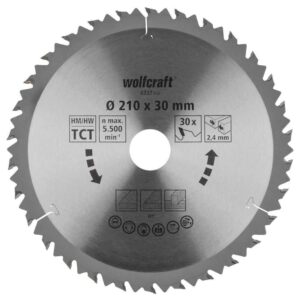 Wolfcraft List Kružne Pile 210 x 2,4 x 30 mm / Z=30 TCT (brzi, grubi rezovi) Za Ručne Kružne Pile – 6737000