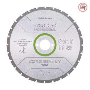 Metabo List Kružne Pile 216 × 1,8 / 1,2 × 30 / Z=28 WZ 5°NEG Cordless Cut Wood Professional – 628444000