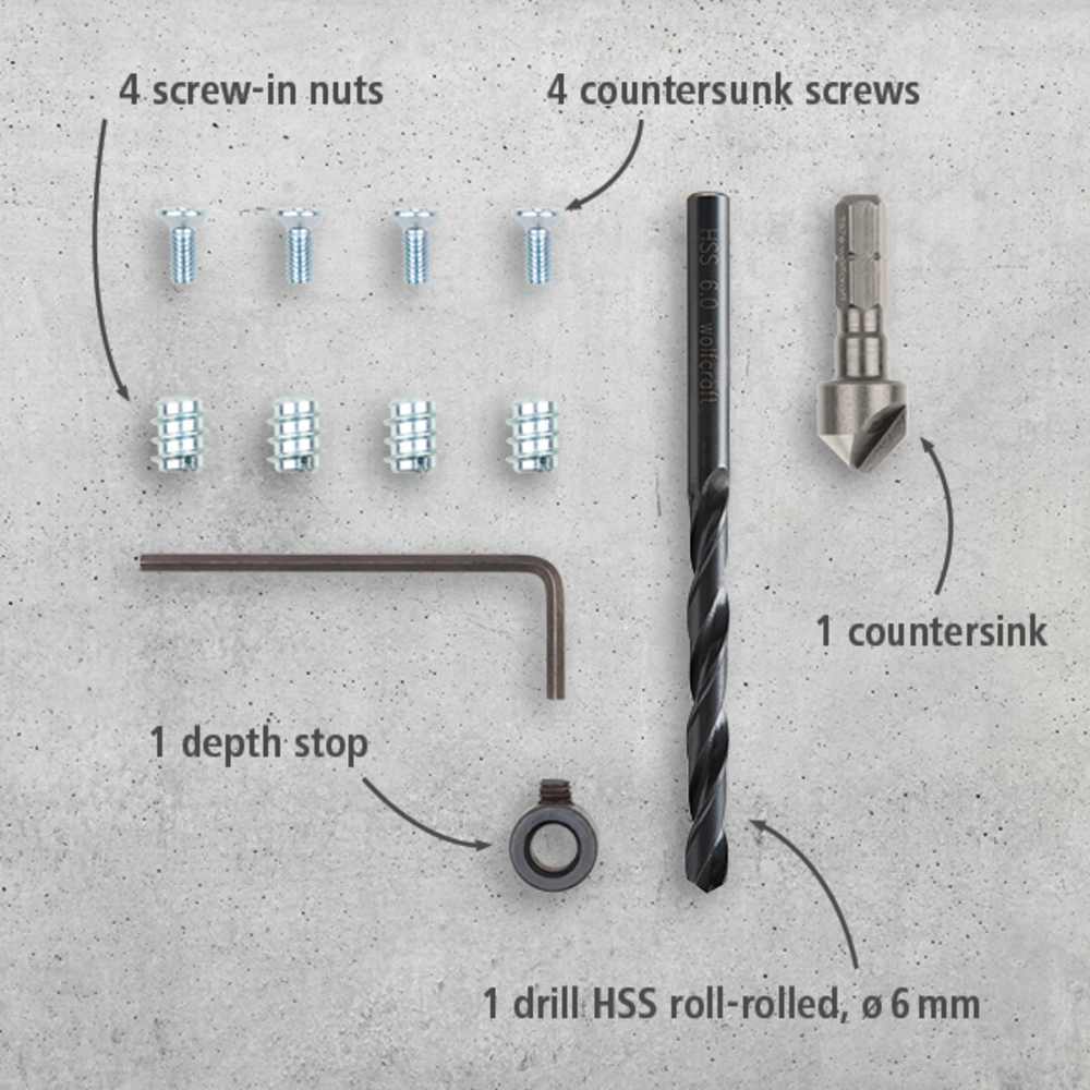 Wolfcraft Set Za Popravak Šarki Vrata Namještaja - Strana Ormarića / 11 dijelni - 4657000 - Slika 11