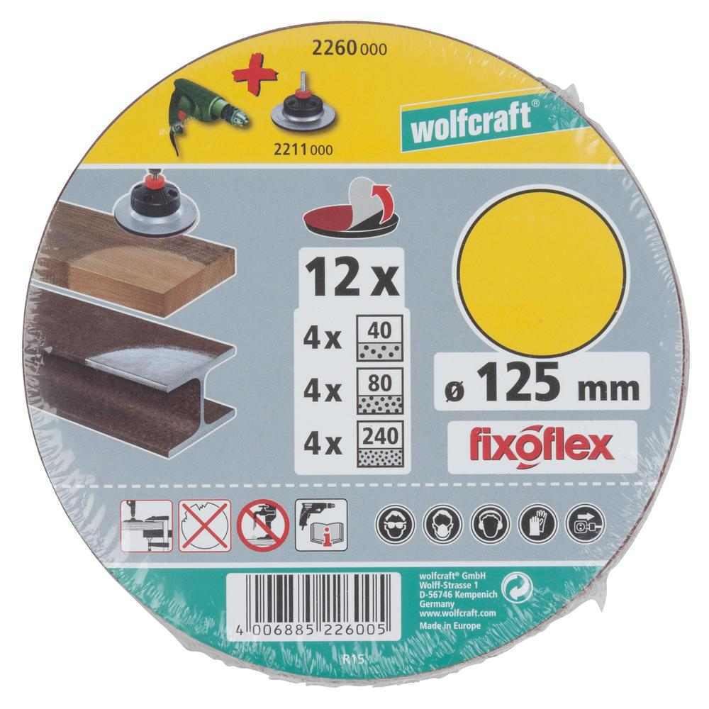 Wolfcraft Papir Brusni Čičak fi 125 mm Set GR. 40, 80, 240 Drvo / Metal / 12 dijelni – 2260000 - Slika 6