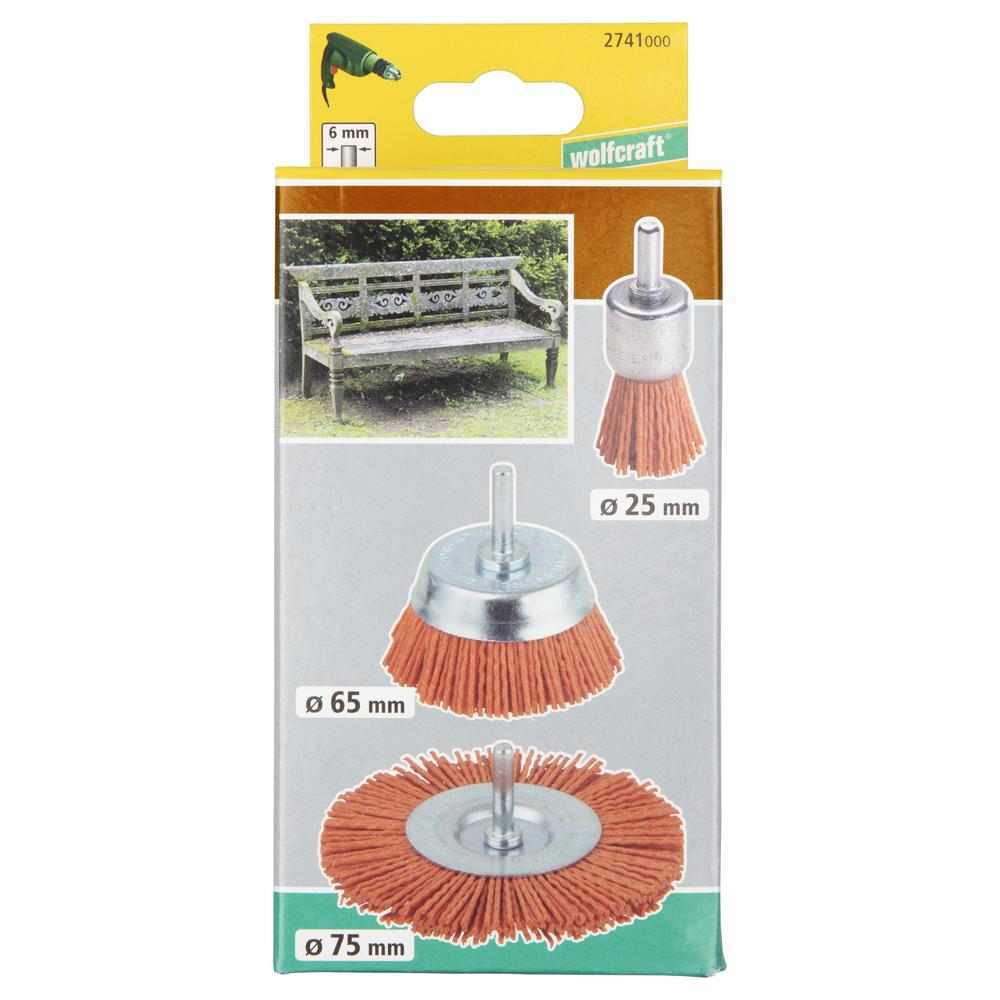 Wolfcraft Set Četki Najlonskih Grubih Za Bušilicu Prihvat 6 mm / 3 dijelni – 2741000 - Slika 5