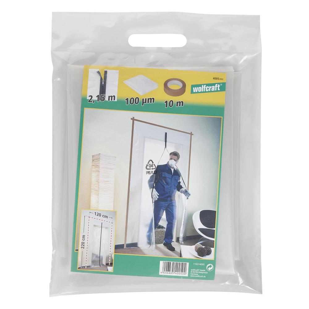 Wolfcraft Barijera Protiv Prašine / Vrata Od Folije S Patentnim Zatvaračem + Traka 1,25 x 2,25 m – 4005000 - Slika 8