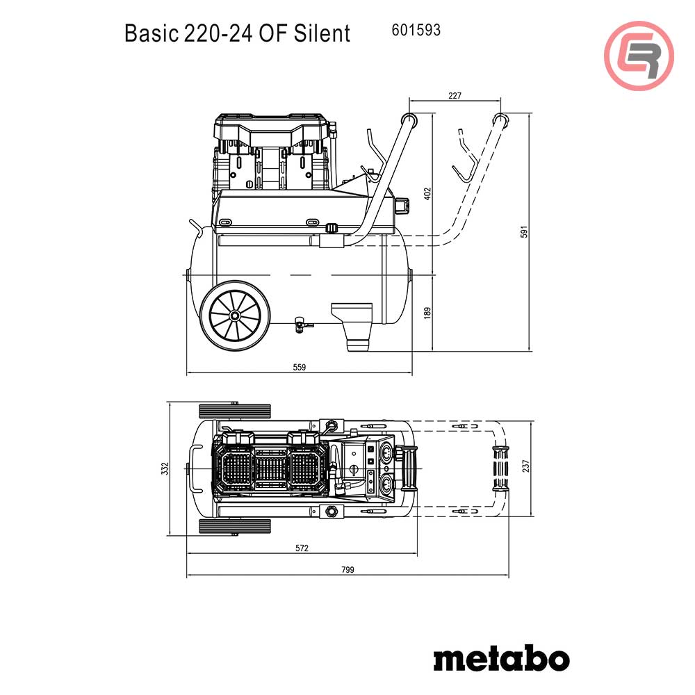 Metabo Kompresor Klipni Tihi BASIC 220-24 OF Silent / 24 litra – 601593000 - Slika 8