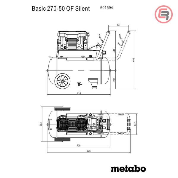 Metabo Kompresor Klipni Tihi BASIC 270-50 OF Silent / 50 litra – 601594000 - Slika 8