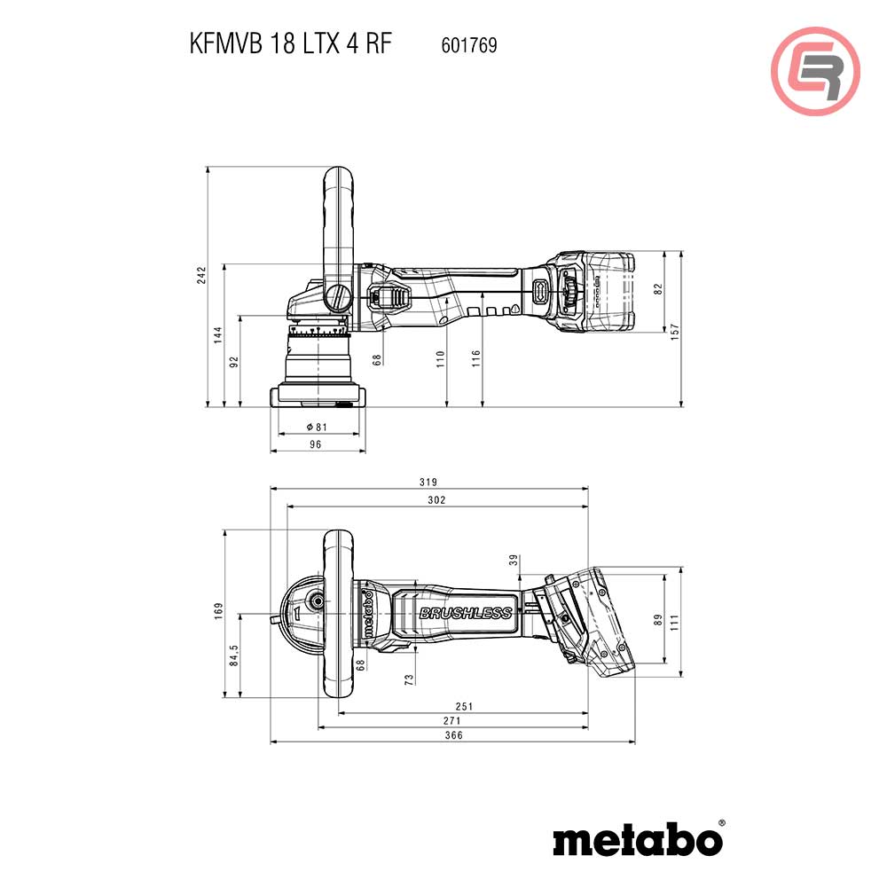 Metabo Glodalica KFMVB 18 LTX BL 4 RF Aku Za Skidanje Rubova 18V (bez baterija i punjača) + metaBOX 215 – 601769840 - Slika 3