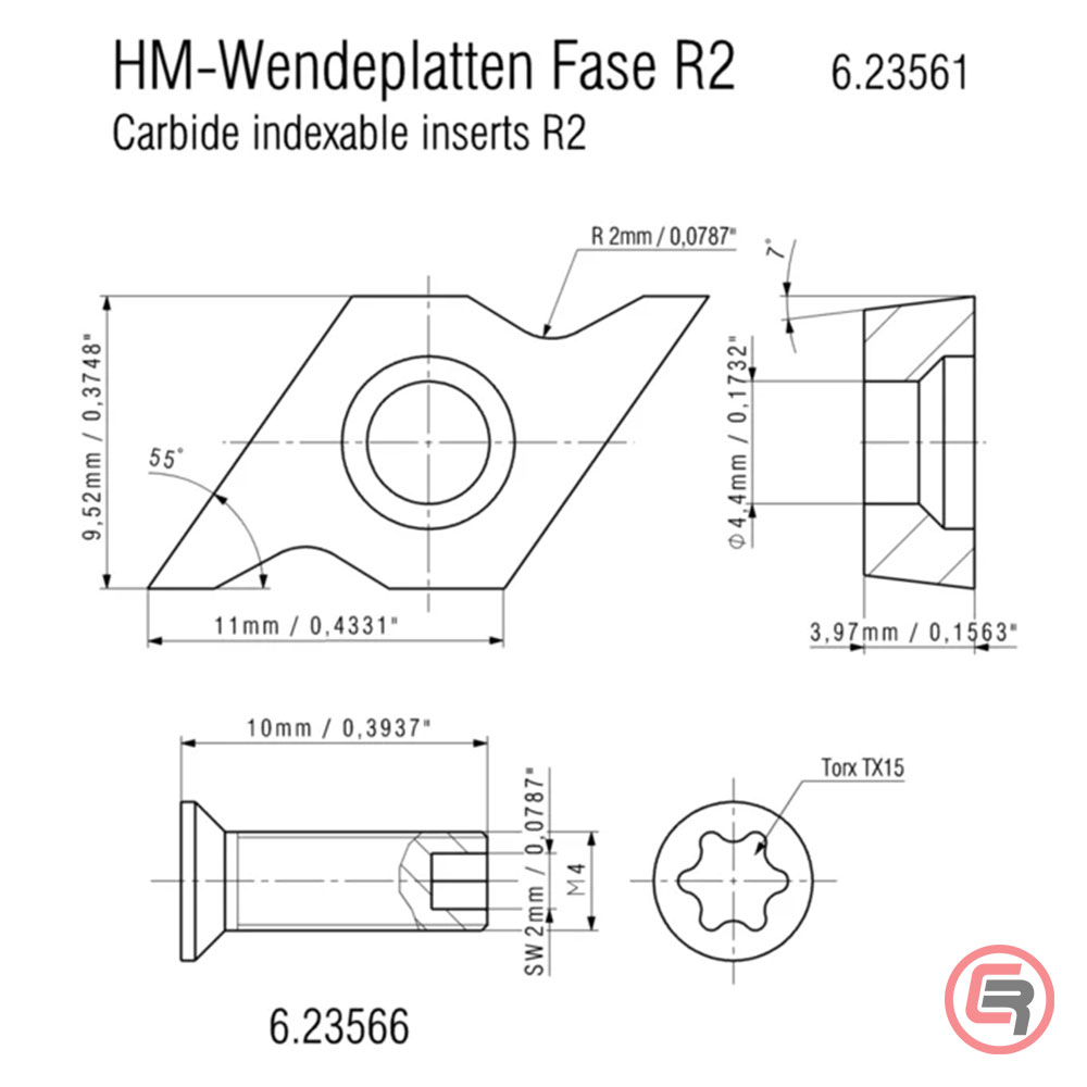 Metabo Glodalo Karbidno R2 Za KFM 9-3 RF, KFM 18 LTX 3 RF / 10 kom – 623561000 - Slika 2