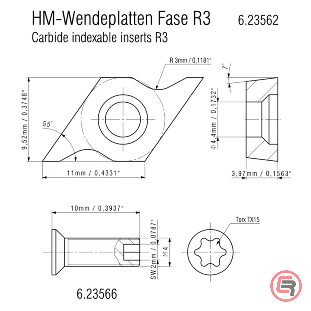 Metabo Glodalo Karbidno R3 Za KFM 9-3 RF, KFM 18 LTX 3 RF / 10 kom – 623562000 - Slika 2