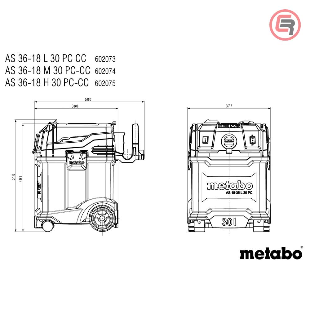 Metabo Usisivač Aku AS 36-18 L 30 PC-CC / 18 V (bez baterije i punjača) - 602073850 - Slika 9