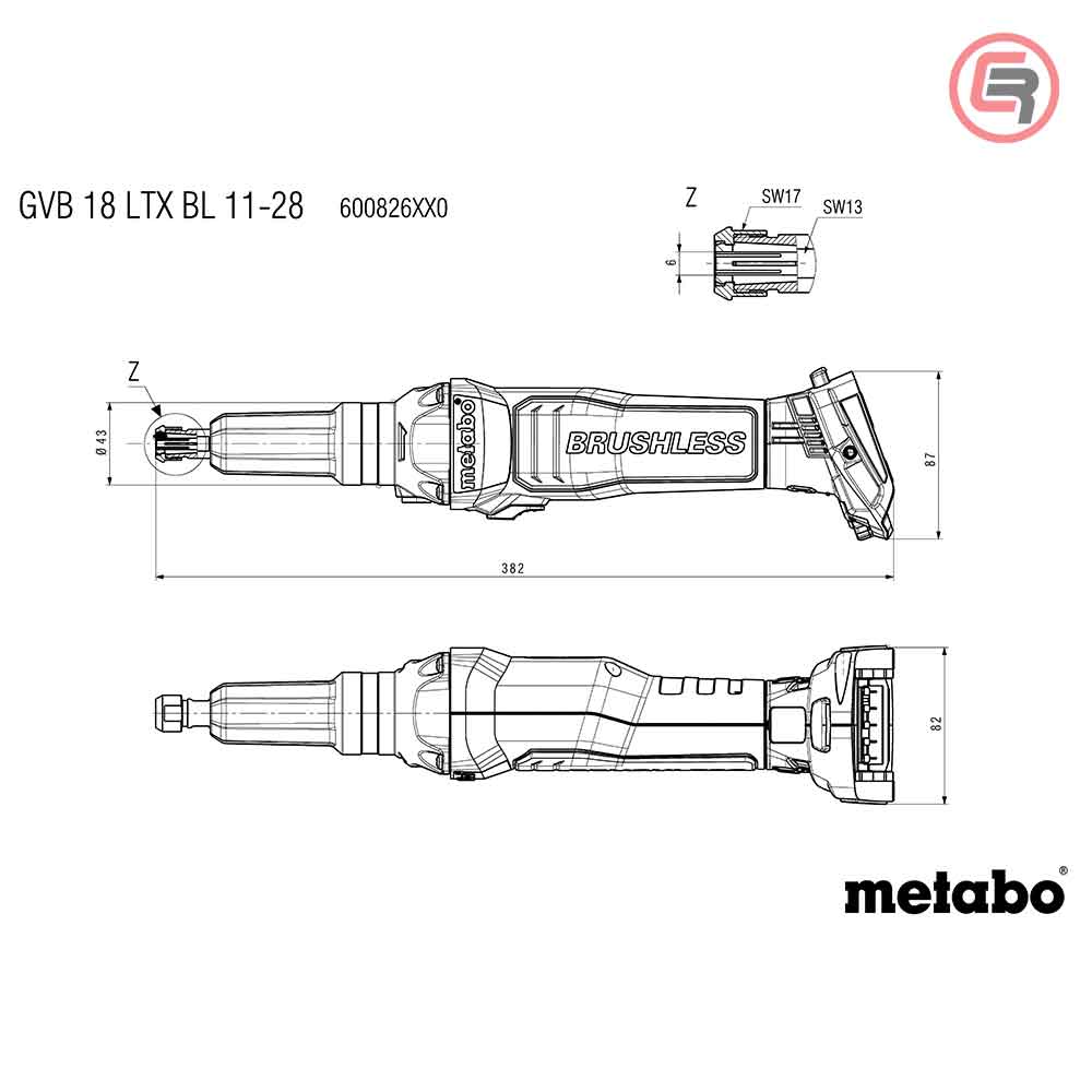 Metabo Brusilica Ravna Aku GVB 18 LTX BL 11-28 / 18 V (bez baterije i punjača) - 600826850 - Slika 13