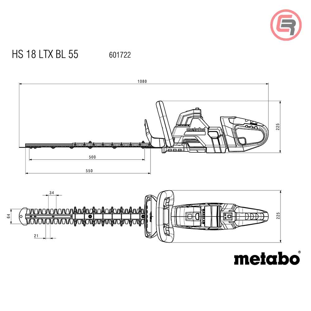 Metabo Makaze / Škare Za Živicu Aku HS 18 LTX BL 55 Mač 550 mm / 18 V (bez baterije i punjača) - 601722850 - Slika 11