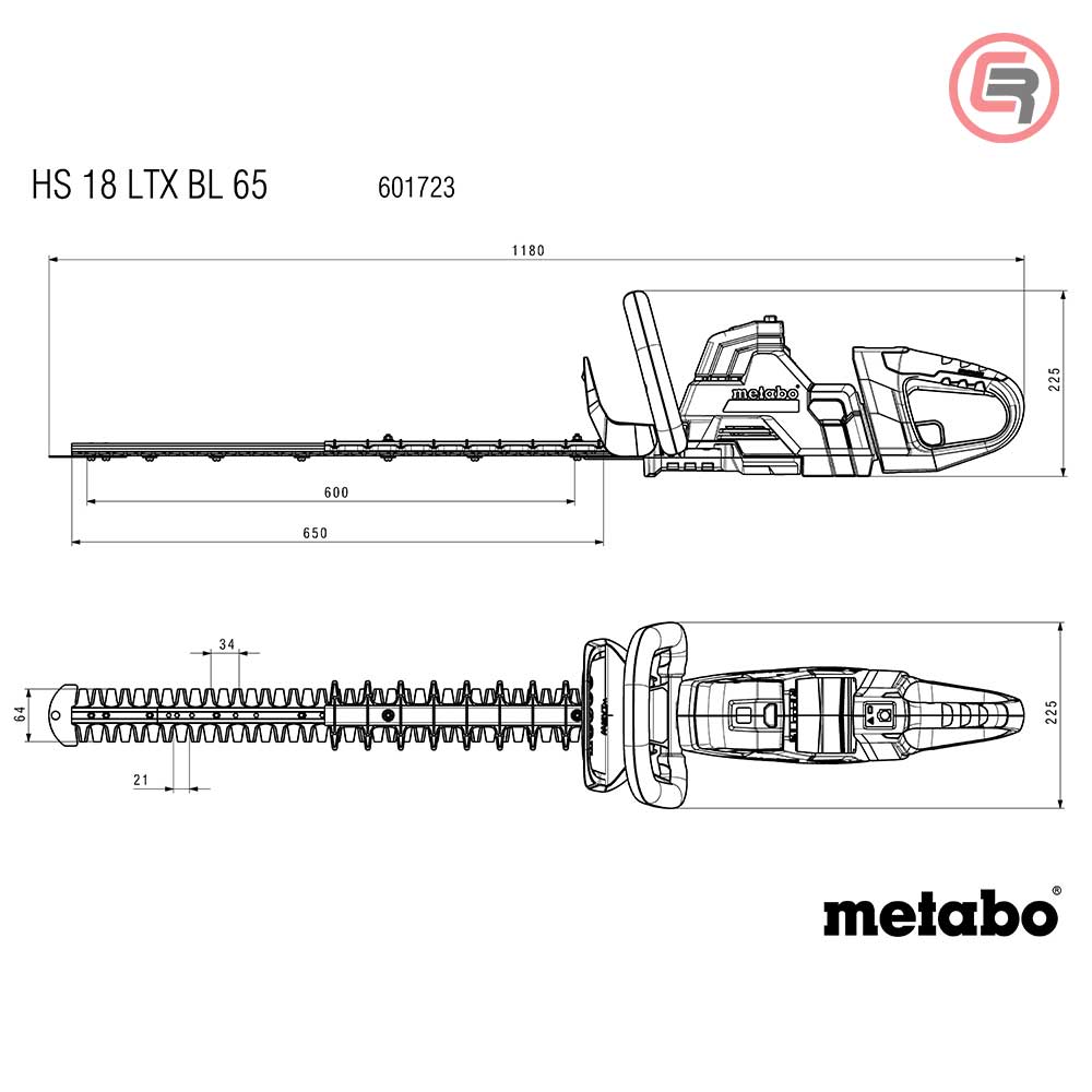 Metabo Makaze / Škare Za Živicu Aku HS 18 LTX BL 65 Mač 650 mm / 18 V (bez baterije i punjača) - 601723850 - Slika 11