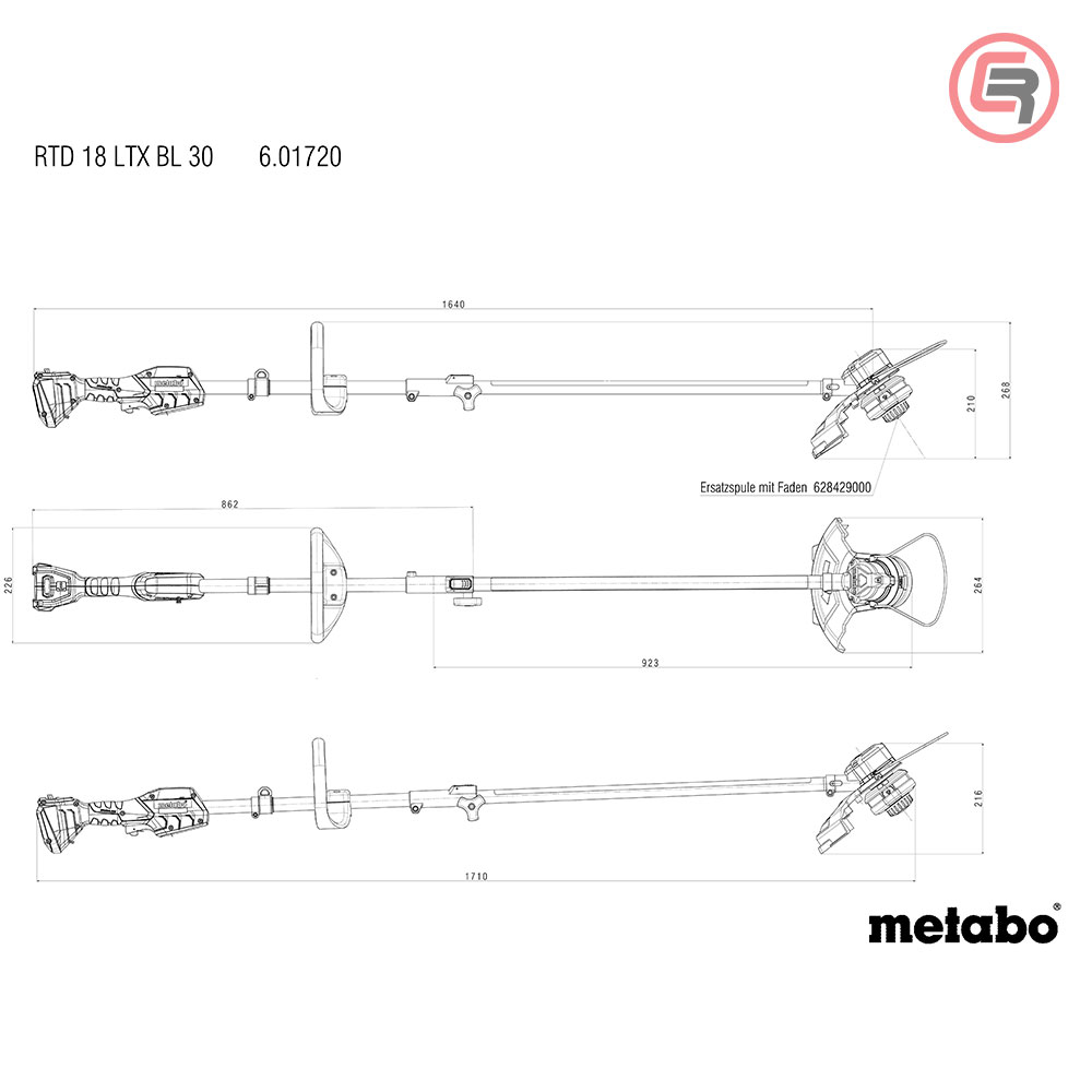 Metabo Trimer Za Travu Aku RTD 18 LTX 30 / 18 V Kružna Ručka (bez baterije i punjača) - 601720850 - Slika 11