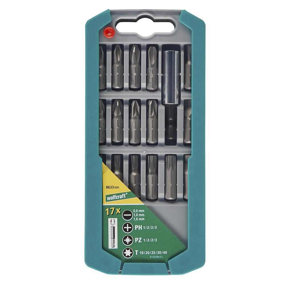 Wolfcraft Set Bit Nastavaka Ravni / Križni (PH/PZ) / Torx (T) + Držač / 17 dijelni - 8633000